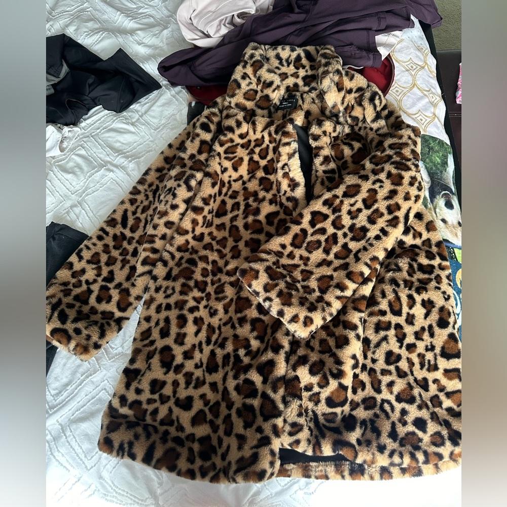 Cheetah print soft furry coat
